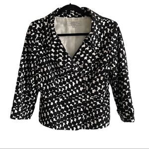 TAHARI ASL Black & White Graphic Printed Hidden Button Front Blazer Jacket 8P